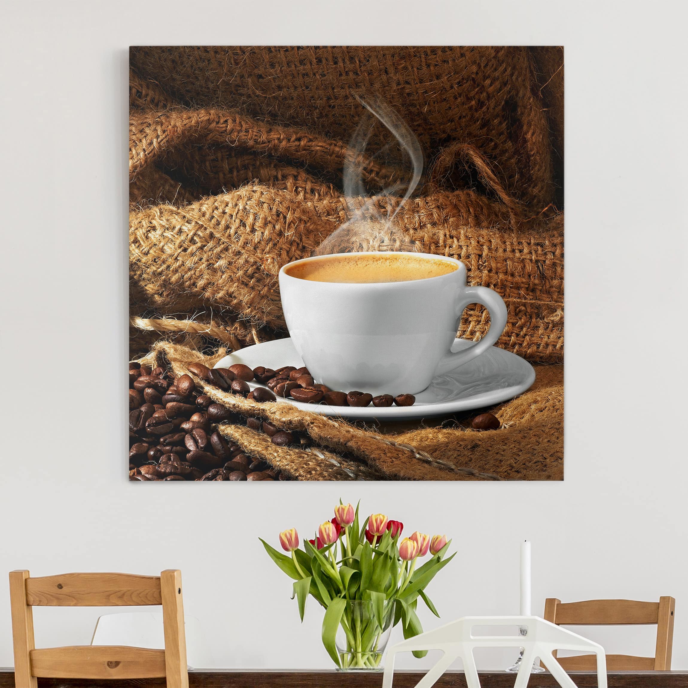 Lienzo cuadro en lienzo bastidor impresion en lienzo marrón culinario café fotografía 232 cocina comedor 40 x 40 cm