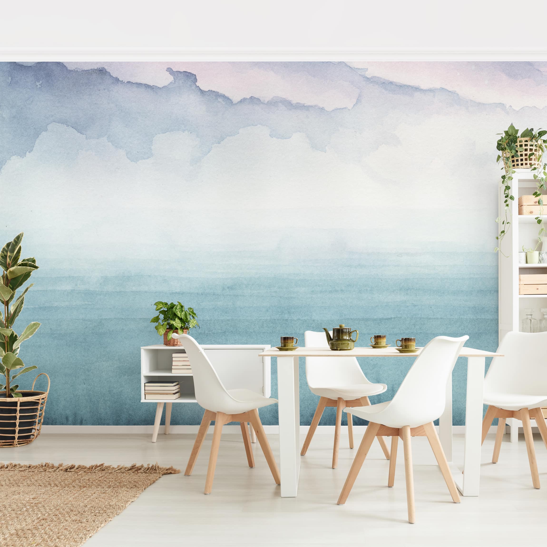 Papel pintado fotomural abstracto arte naturaleza playa acuarela 143 - salón dormitorio cocina pasillo - tnt 384 x 255 cm premium