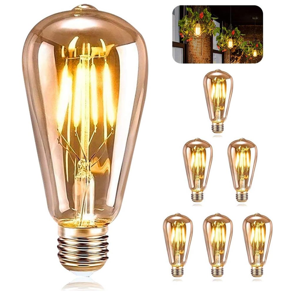 6 Żarówek E27 Żarówka Led Żarówka Żarówki Led Żarówka Śrubowa Żarówki Retro Żarówki Energooszczędne Żarówki 2700K 6W Biały Ciepły