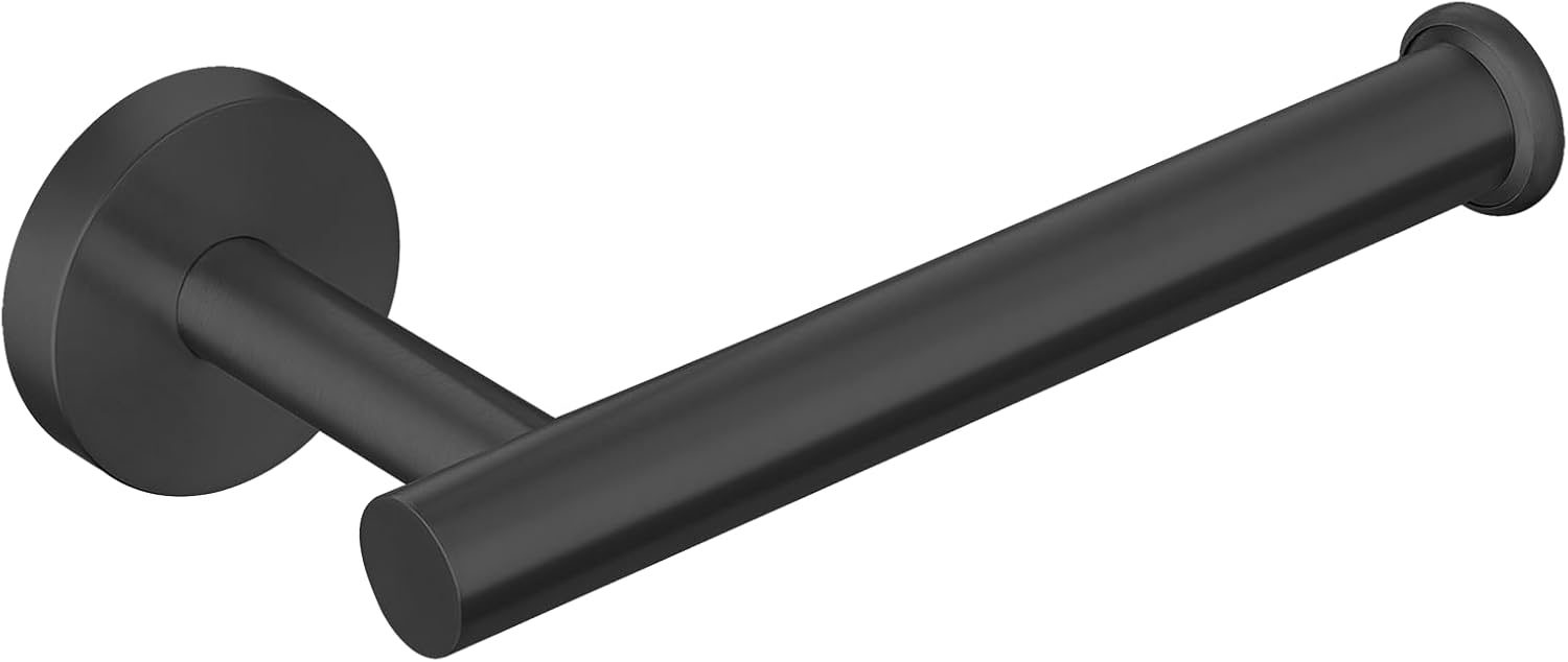 Uchwyt na papier toaletowy, montowany na ścianie za pomocą śrub, odpowiedni do łazienki i kuchni, stal nierdzewna czarna