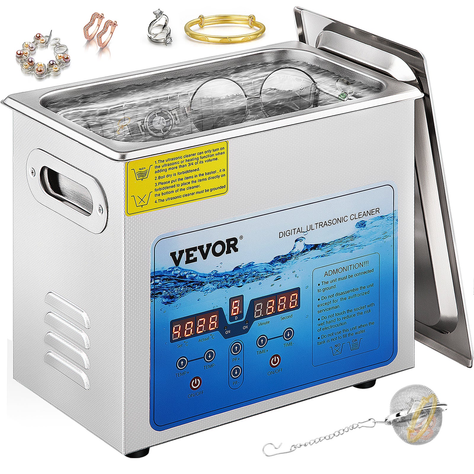 Nettoyeur à Ultrasons VEVOR 15L 240W – Avec Panier Et Chauffage