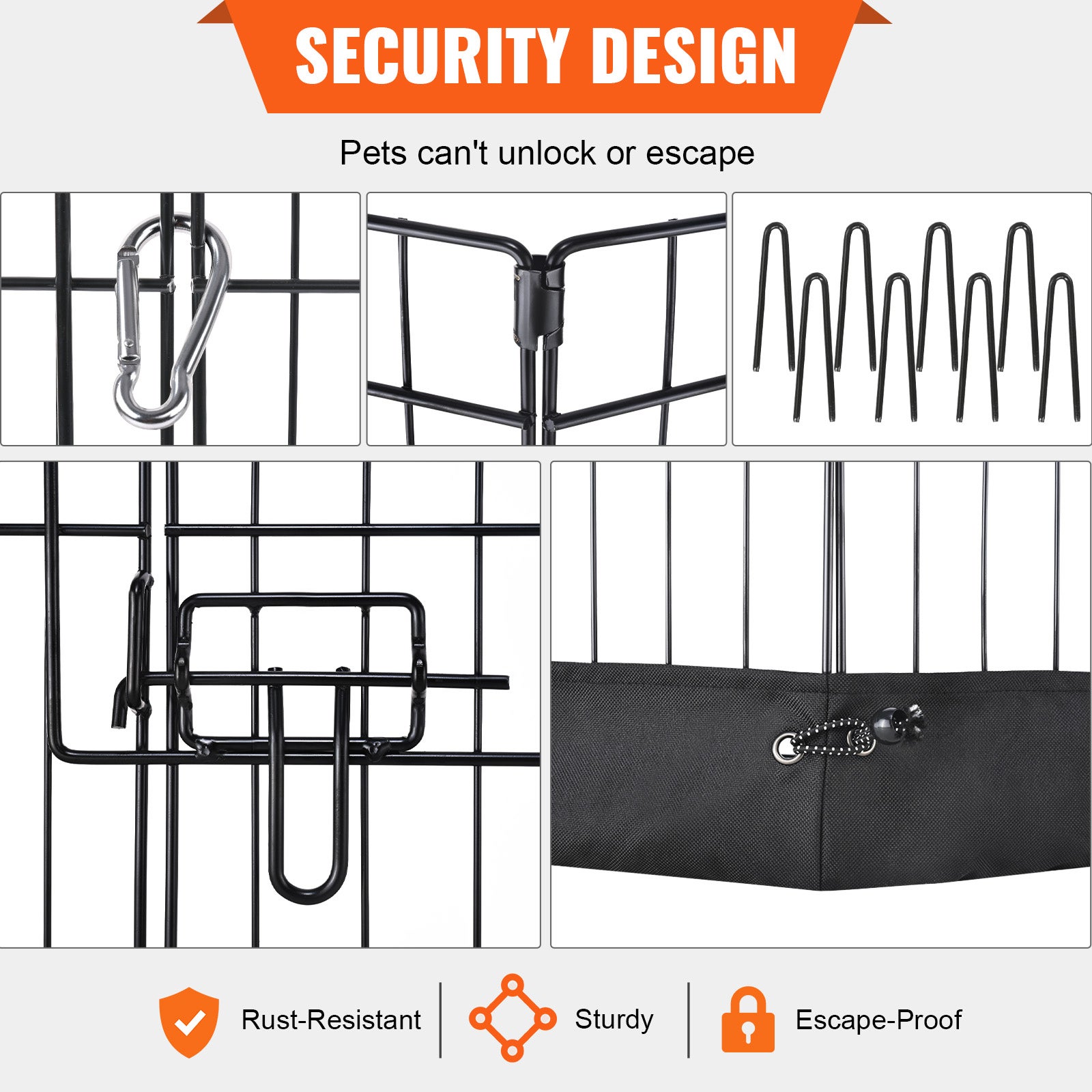 Valla para perros,paquete de SucceBuy 8,valla metálica plegable de 61 cm con almohadilla inferior y estacas,ideal para acampar y para el jardín - 5