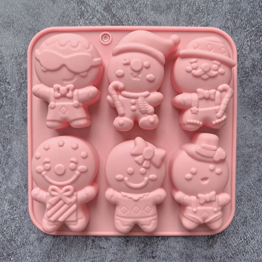 Zestaw 2 silikonowych foremek na czekoladki w kształcie pierniczków o tematyce świątecznej, narzędzi do wypieku ciast, do wyrobu cukierków z żywicy UV