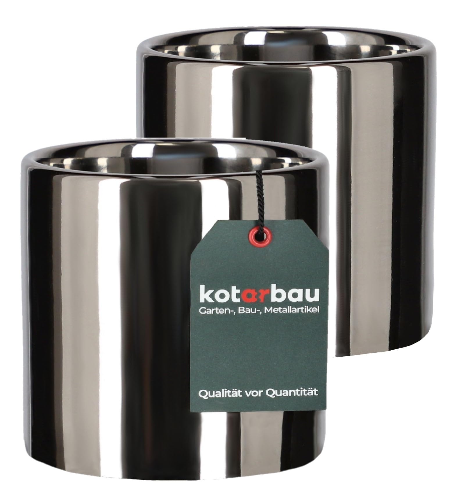 2x doniczka donica srebrna ceramiczna połysk fi 80 - KOTARBAU