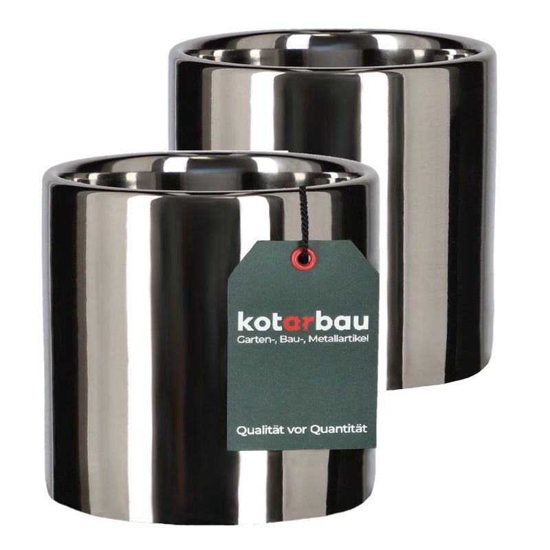 2x doniczka donica srebrna ceramiczna połysk fi 80 - KOTARBAU