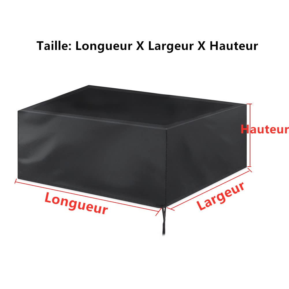 Housse Table de Jardin, Housse Salon de Jardin 200x100x75cm Rectangulaire Imperméable Bache de Protection Exterieur Housse de Meuble Anti-UV Tissu - 7