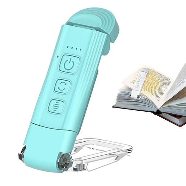 Składana lampka USB z klipsem, lampka do czytania, lampka chroniąca oczy, przenośna, z funkcją timera (niebieska), 1 sztuka