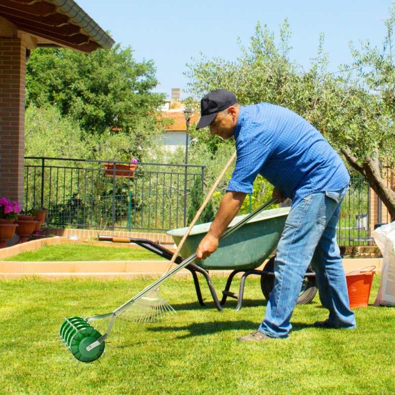Aeratore Per Prato A Rullo Manuale Con Punte - Acciaio Zincato, Manico 30 Cm - Foto 3