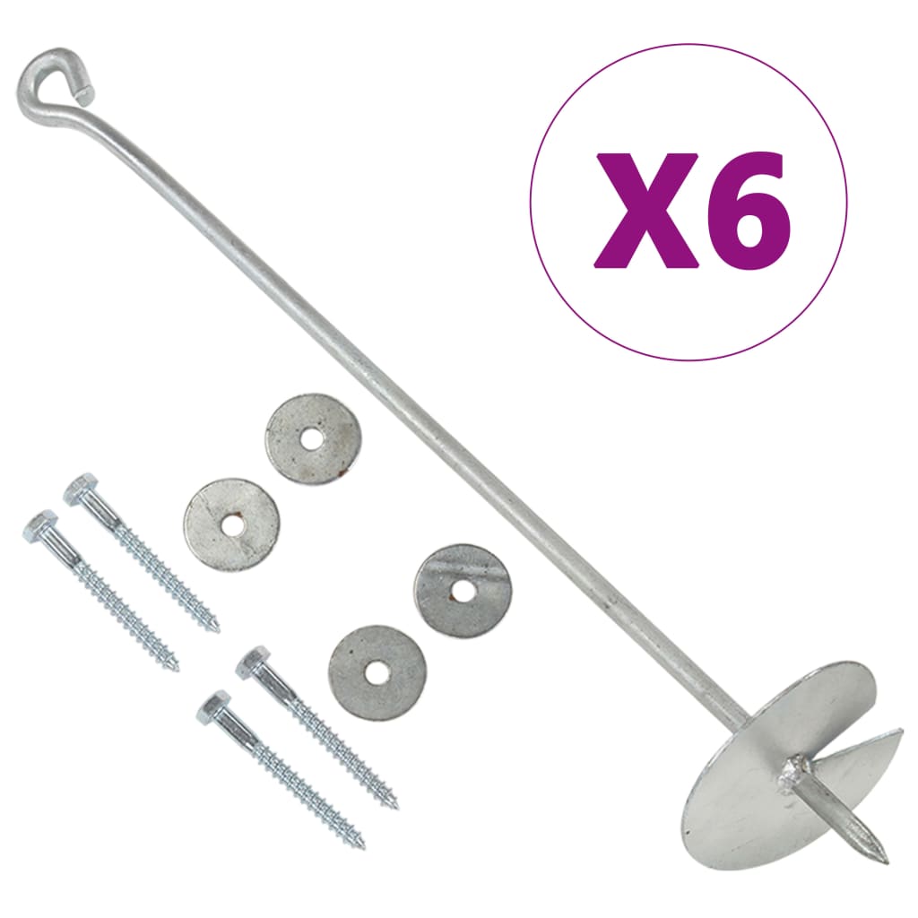 Set 6 Ancoraggi A Terra Con Lama A Spirale 45,7 Cm – Pioli In Acciaio Per Fissare Tende, Trampolini, Tettoie, Alberi – Include Punta Per Trapano - 3