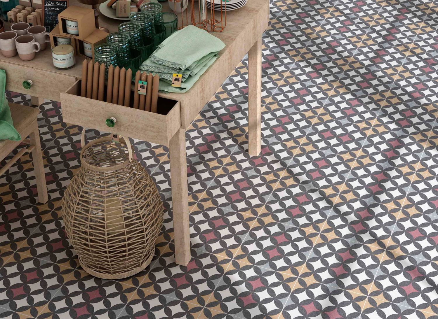 CARRELAGE MAYOLICA DECOR SANTIAGO 20x20 CM - Lot de 3m² | Leroy Merlin