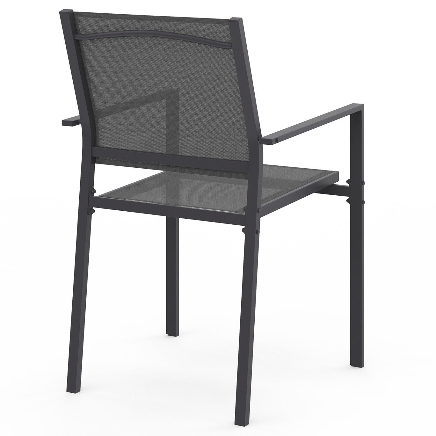Lot de 6 chaises de jardin OLBIA métal et textilène empilables gris anthracite - 4