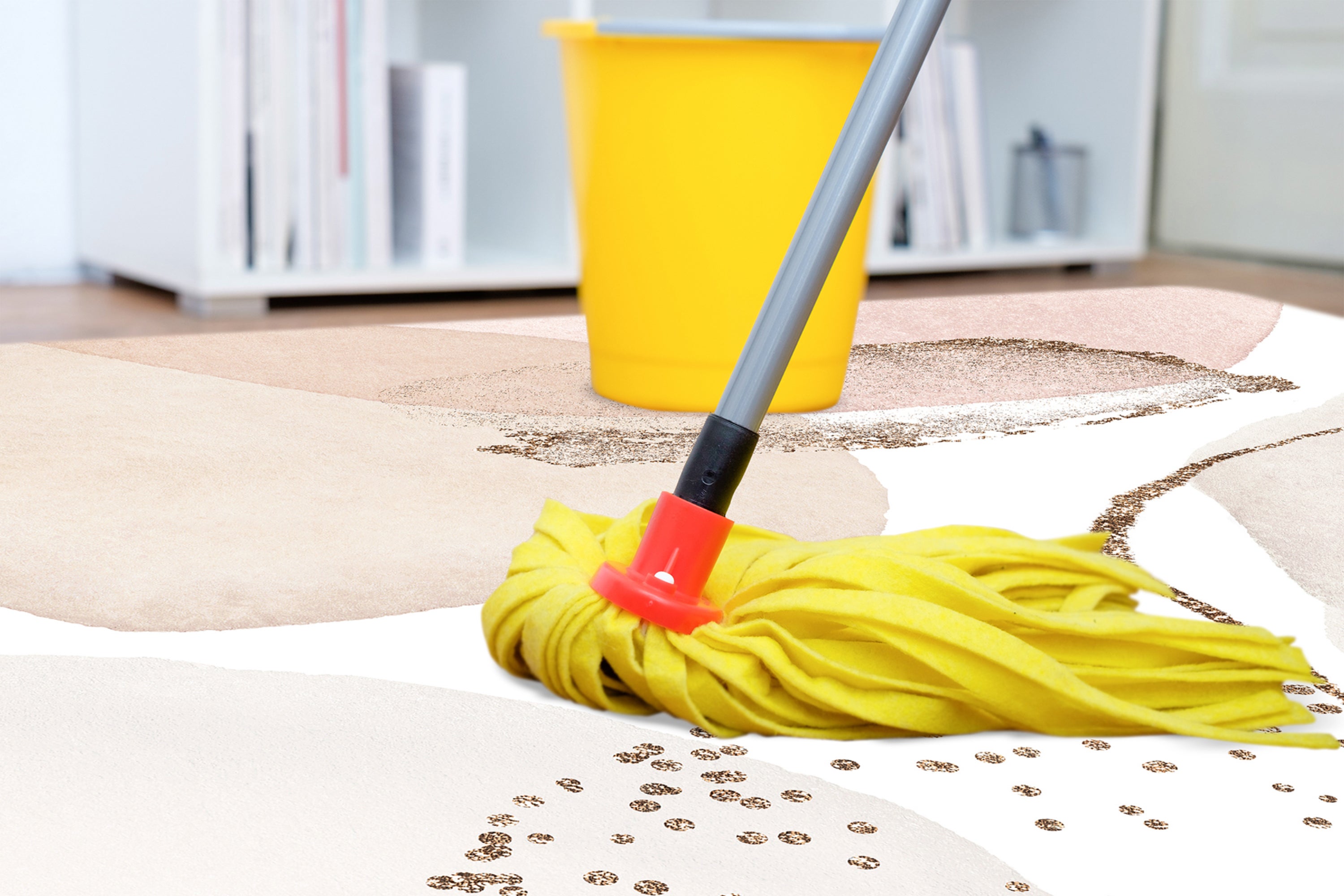 Tappeto antiscivolo in vinile, Kira [Diam] 200 cm - PVC stampato, lavabile, ignifugo, per salotto e cucina, stile moderno - 3