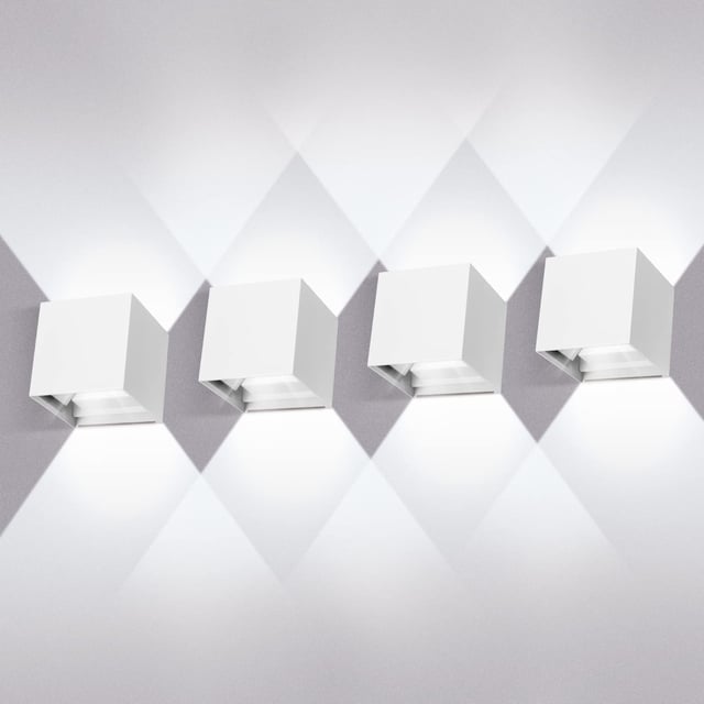 4 sztuki kinkietów 12W, regulowany kąt świecenia, wodoodporne IP65, zewnętrzne oświetlenie ścienne, naturalne oświetlenie ścienne 6500K