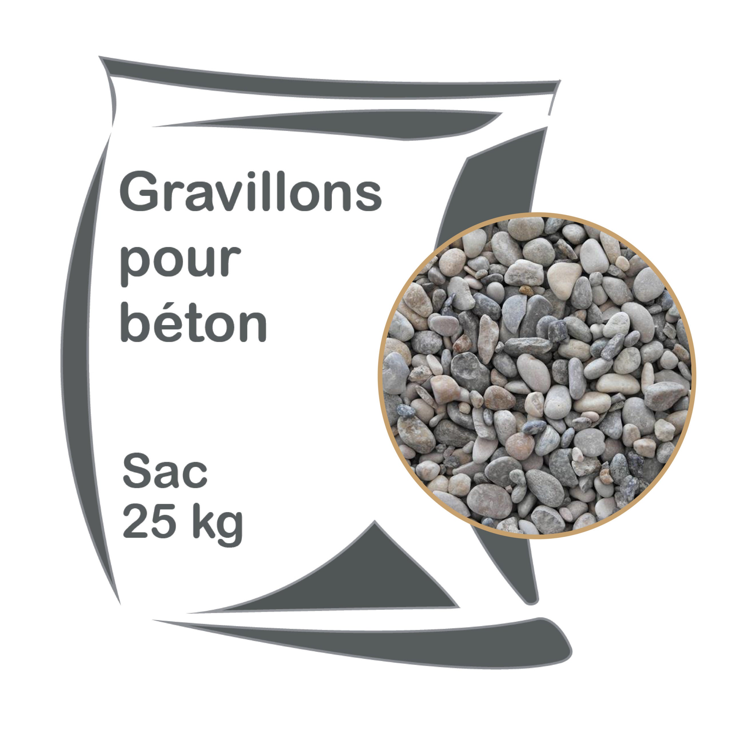 Lot de sacs de gravillon pour béton gris 6/16 25KG Leroy Merlin