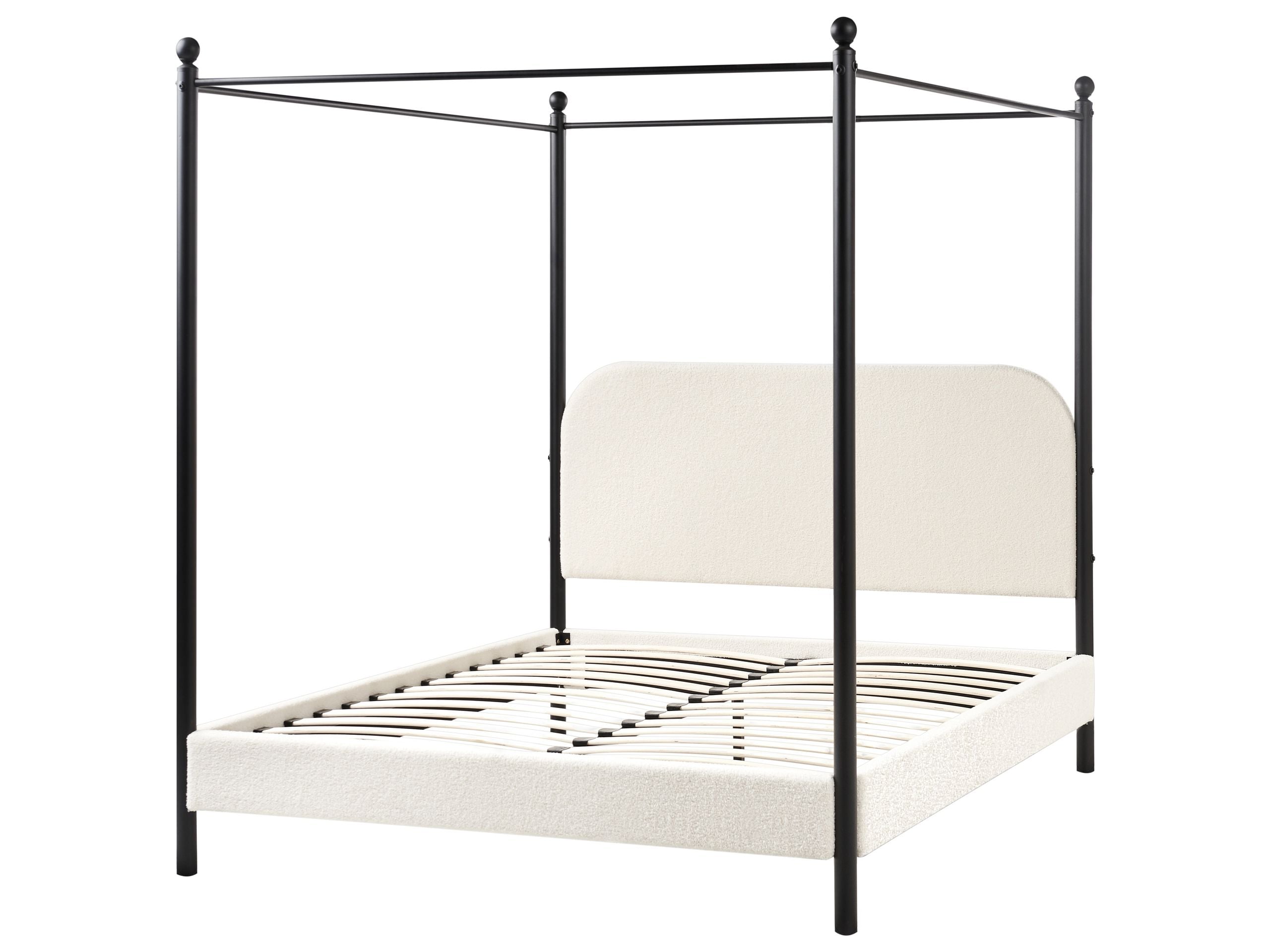 Cama com dossel Bouclé DANNEMOIS 140 x 200 cm Branco creme - 4