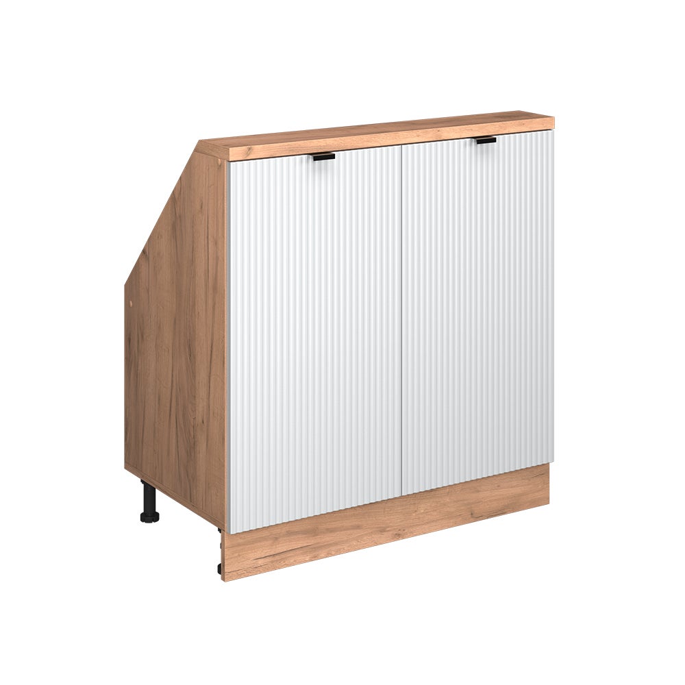 Vicco Szafka kuchenna na dach skośny R-Line, Białe pofałdowanie, 80 cm z 2 drzwiami