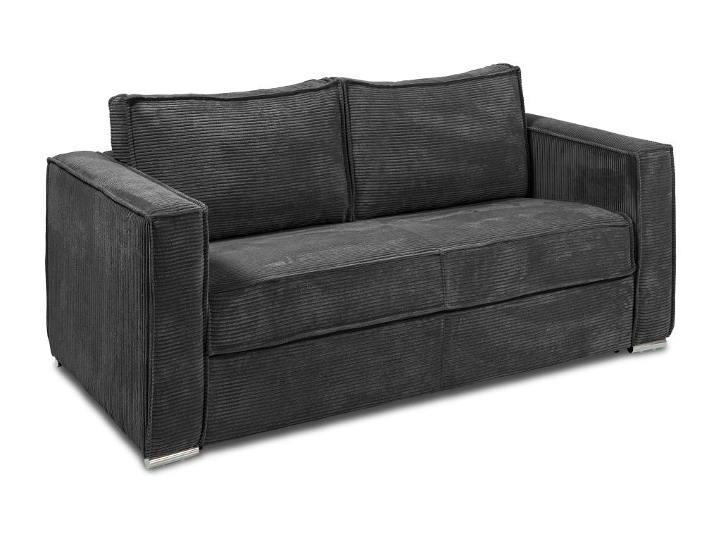 Sofá cama de 4 plazas con apertura italiana de pana gris antracita - medida del colchón: 160 cm - colchón de 14 cm loreto