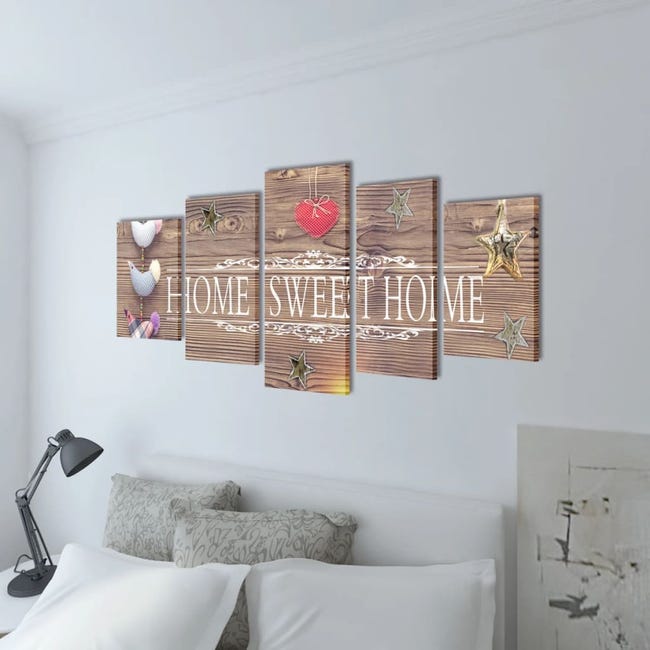 Stampa su tela 5 pezzi Home Heart Shabby Green Stampa su tela 5 pezzi Home Heart Shabby Green