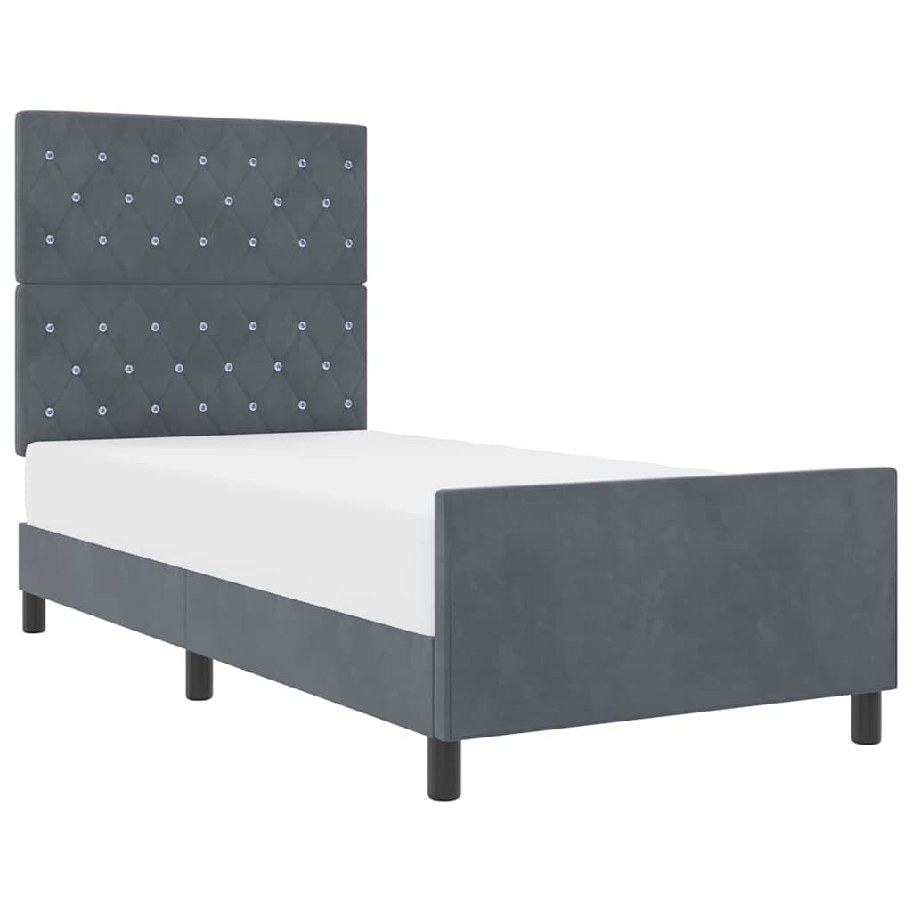 Maison Exclusive - Letto a molle con testiera Grigio scuro 100 x 200 cm Velluto - 3
