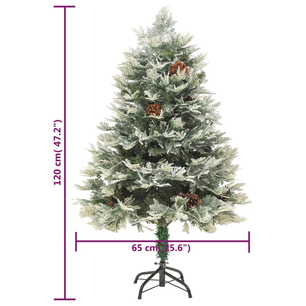 vidaXL Albero di Natale Preilluminato con Pigne Verde 120 cm PVC e PE - 9