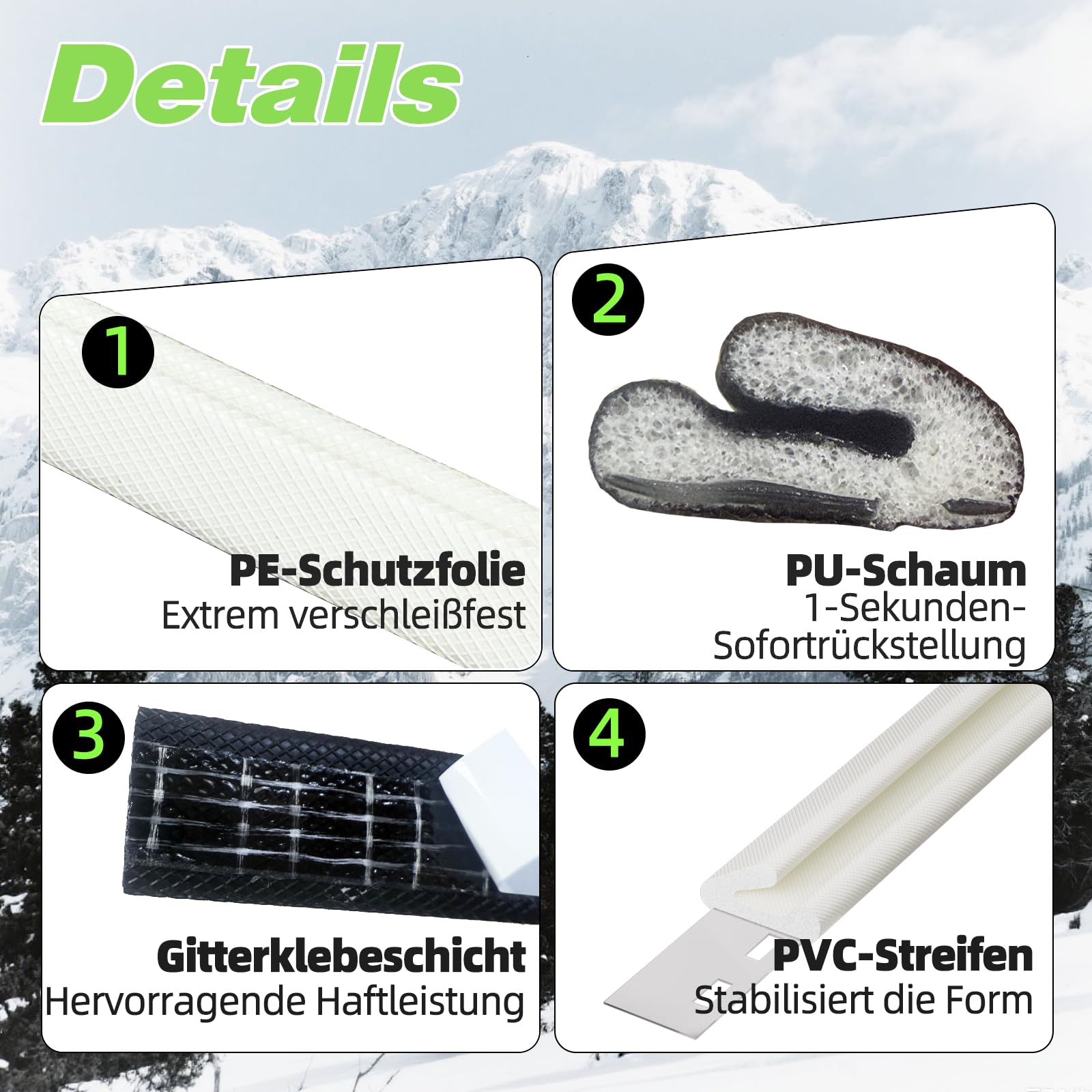 Guarnizioni a V per porte e finestre, guarnizioni autoadesive, senza chiodi, antivento e fonoassorbenti per telai di porte (6 m) - 5