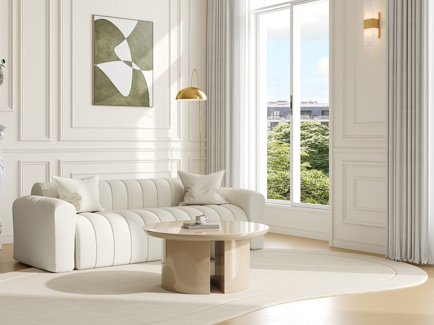 Stolik kawowy z płyty MDF - Lakierowany beż - DERLALI