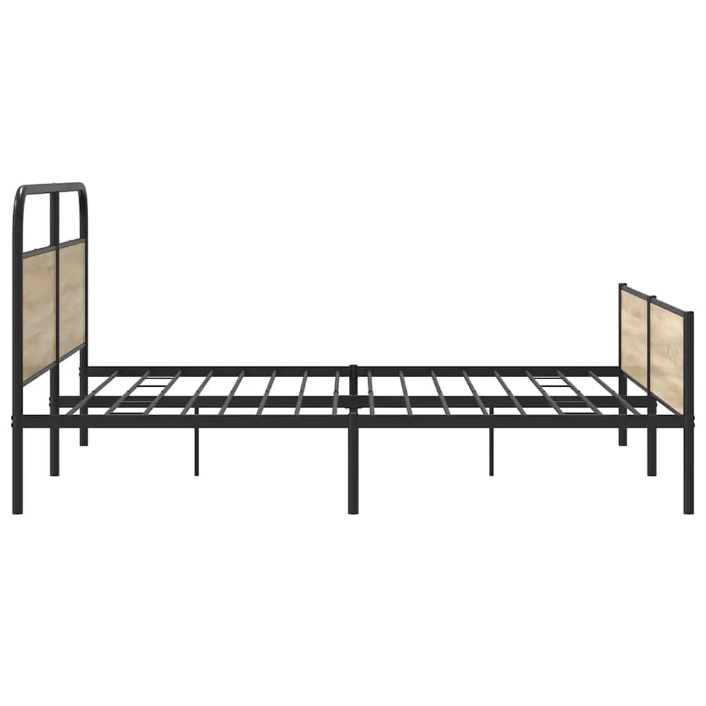 Cama casal | Cama de adulto | Estrutura de cama sem colchão 150x200 cm metal carvalho fumado CFW850741 - 6