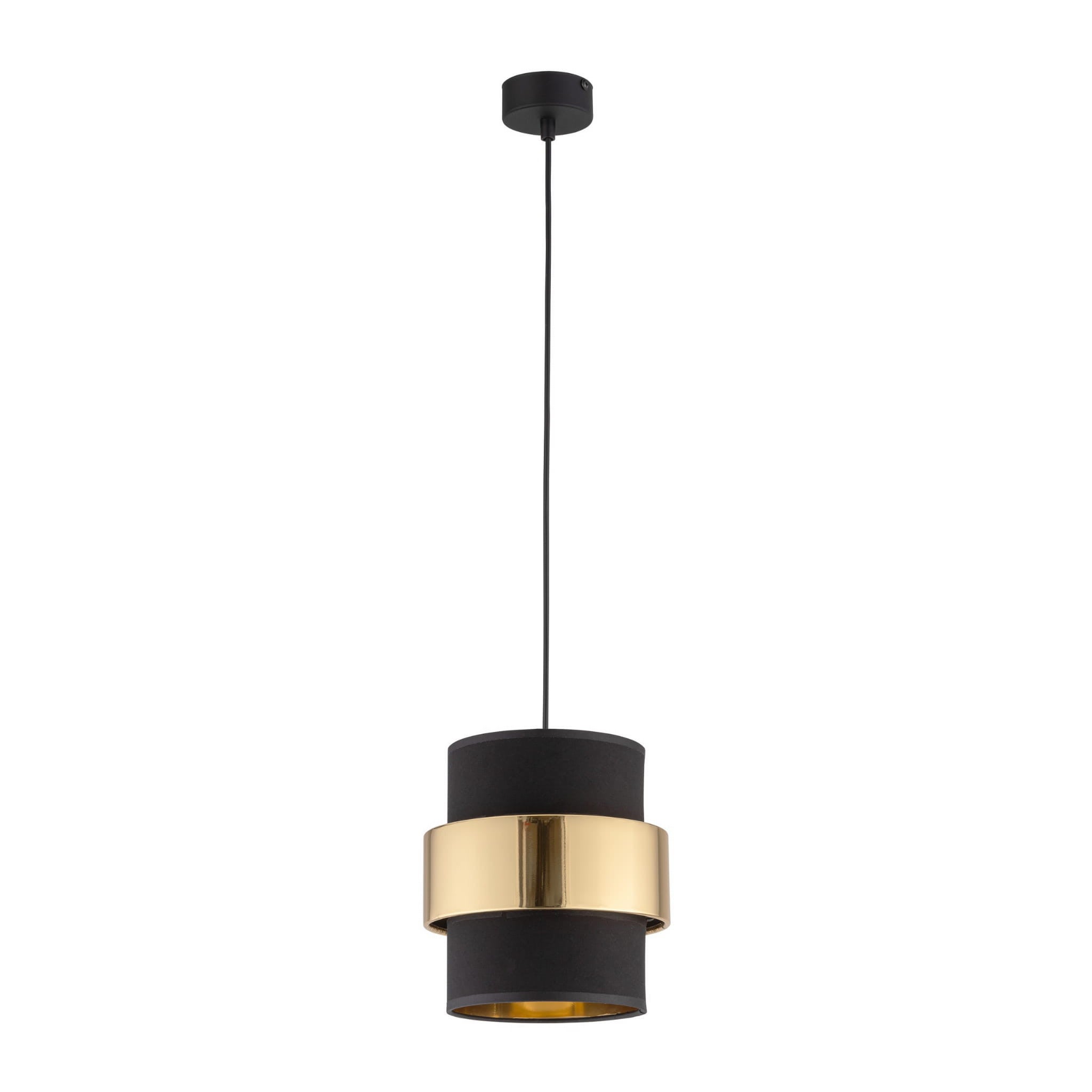 Lampa sufitowa wisząca Calisto czarno-złota 1xE27x15W wym: 160 x 20 x 20 cm tkanina TK Lighting