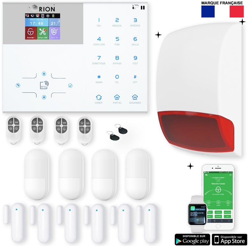 Kit alarme maison sans fil connectée ORION IP + GSM 4G avec sirène à — free download