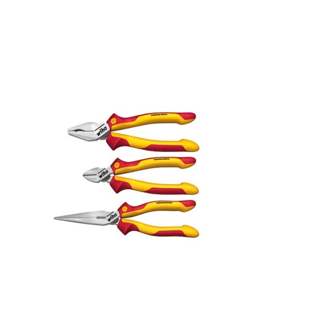 Wiha Pinces jeu Industrial electric Pince universelle, pince demi-ronde, pince coupante diagonale 3 pcs (38637)