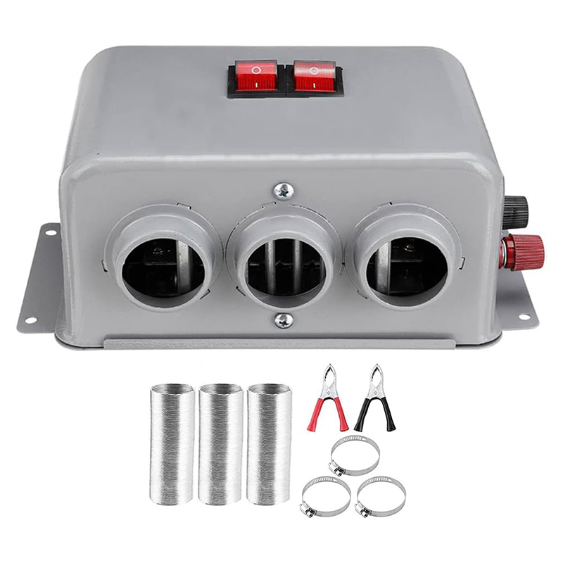 Ogrzewacz samochodowy 24 V 800 W, kompaktowy, zimowy, 3 wyloty powietrza, 2 przełączniki prędkości