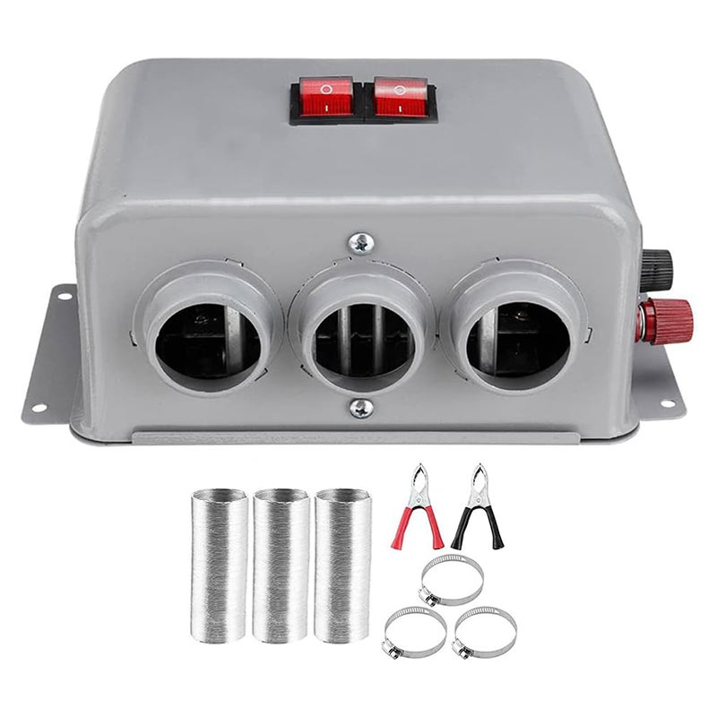 Ogrzewacz samochodowy 24 V 800 W, kompaktowy, zimowy, 3 wyloty powietrza, 2 przełączniki prędkości