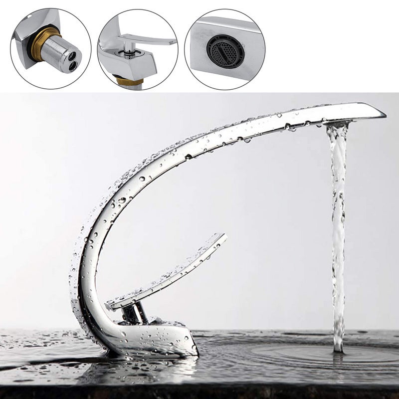 Rubinetto Lavabo Bagno Monocomando - Design Moderno In Ottone Cromato, Nero