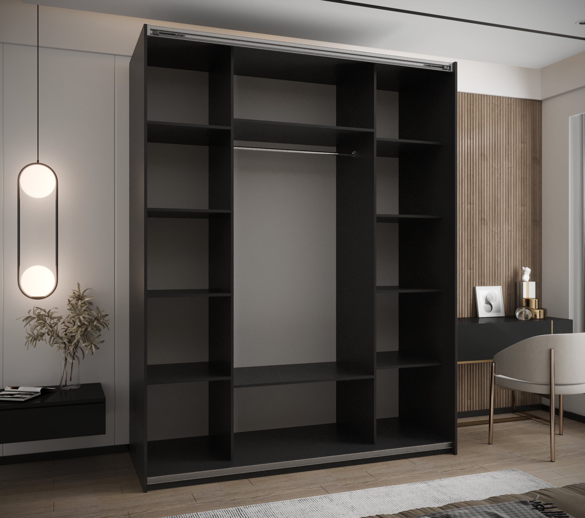 Szafa przesuwna wysoka Lux 3 190 x 64 x 245,5 cm czarny + artisan + u. czarny - Abiks Meble - 3