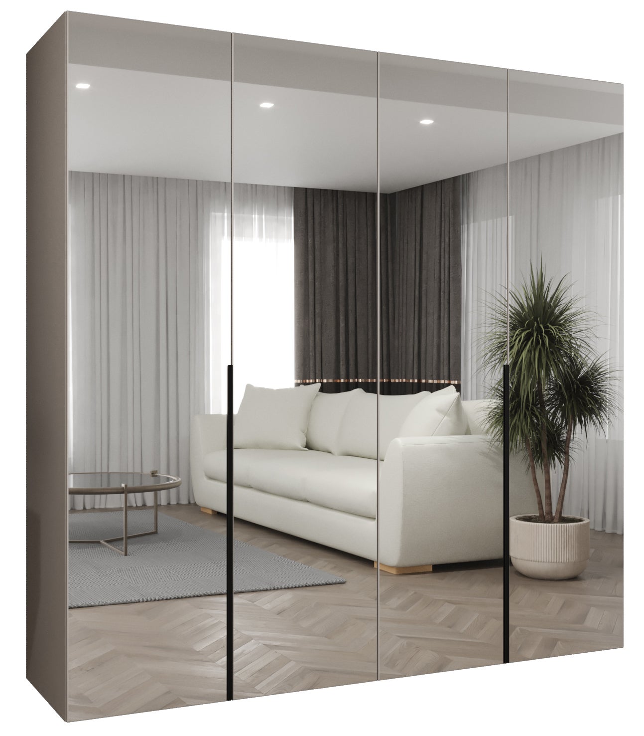 Szafa uchylna otwierana Alicante 3 200 x 52 x 202 cm kaszmir + u. czarny Abiks Meble