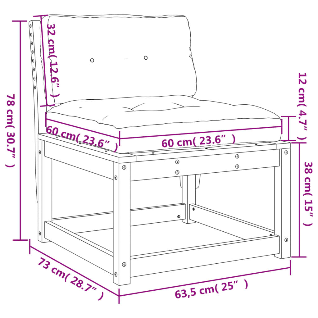 Canapés de jardin avec coussins 2 pcs en bois de pin blanc massif - COMFORTXL - 9
