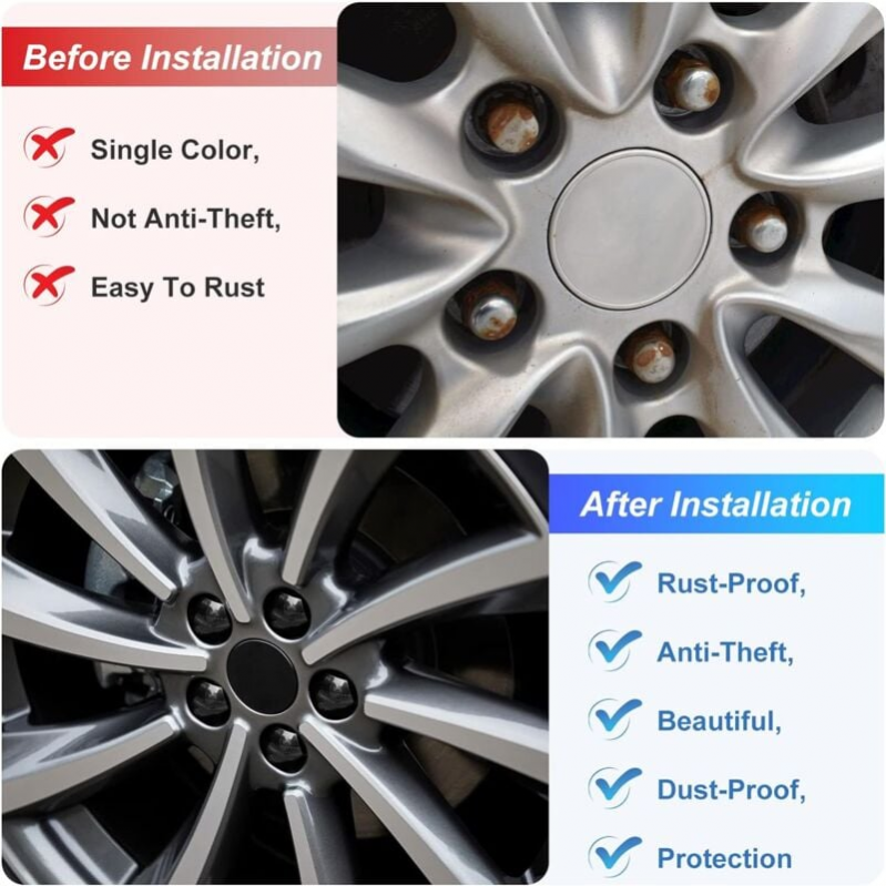 Carleef 20 Copridadi Per Auto 17 Mm – Coperture In ABS Nero Con Strumento Di Rimozione, Per Cerchi Auto, Camion, SUV - 5