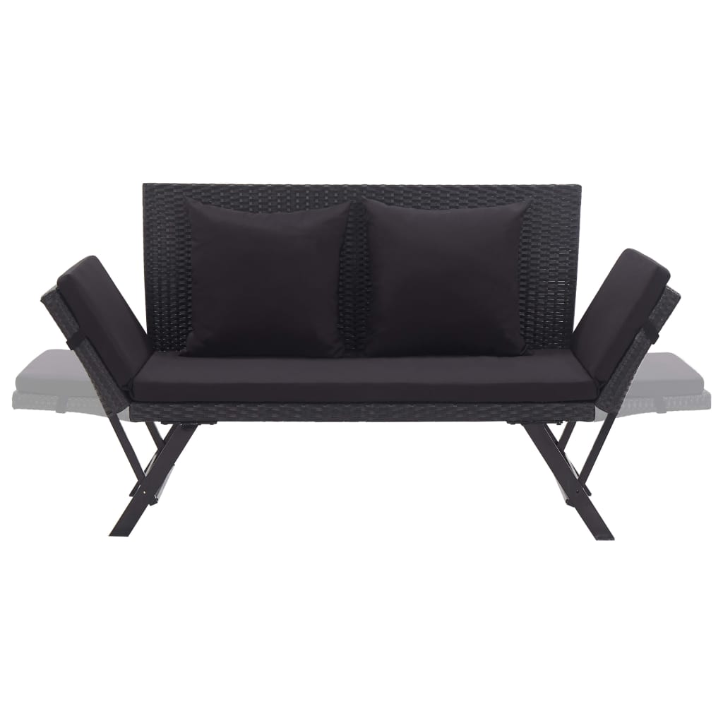 Banc de jardin | Banquette de jardin | Chaise de jardin avec coussins 176 cm Noir Résine tressée CFW31907 - 5