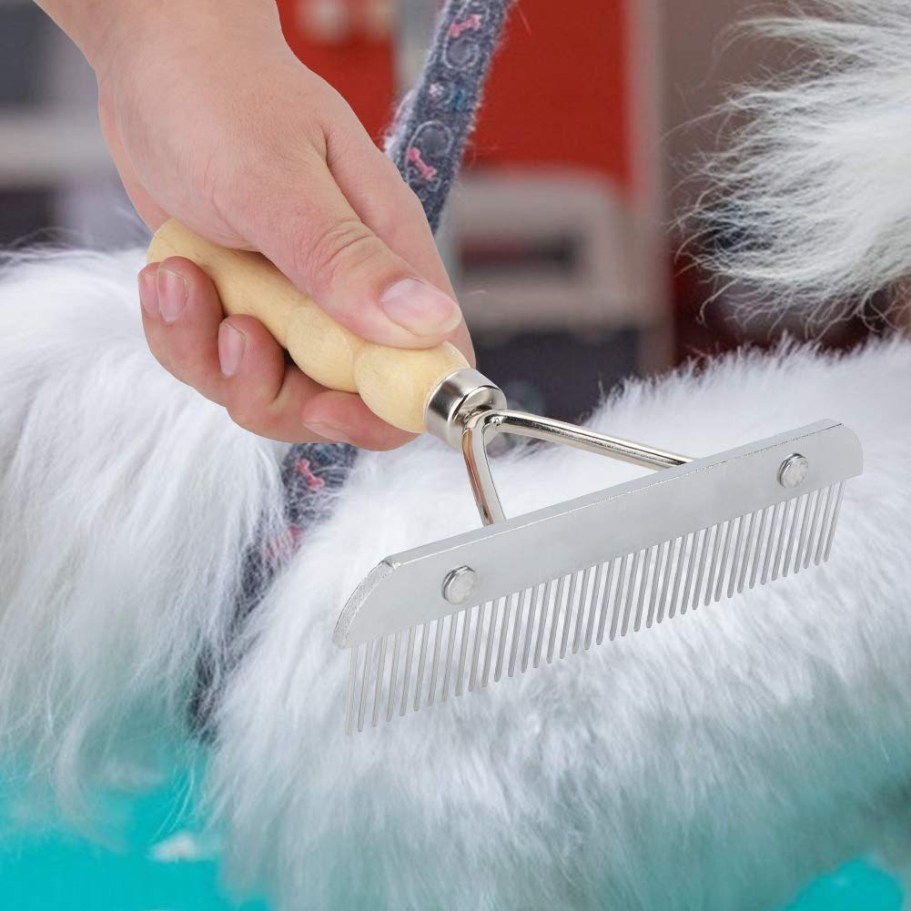 Pet Grooming Massagem Pente Derramamento Limpeza Cabo de Madeira Ferramenta Cães Gatos Pele Massagem Circulação Sanguínea Promoção - 9
