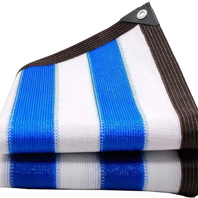 Tkanina zacieniająca do ogrodu z przelotkami, odpowiednia do okrywania roślin, szklarni, tarasów, 2m x 2m, niebiesko-biała