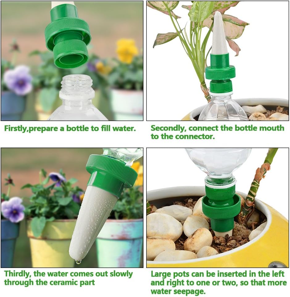 4er Automatique plante d'irrigation d'eau distributeur cône en céramique tête plante verseur goutte à goutte d'irrigation pour jardin, plante d'intéri - 5