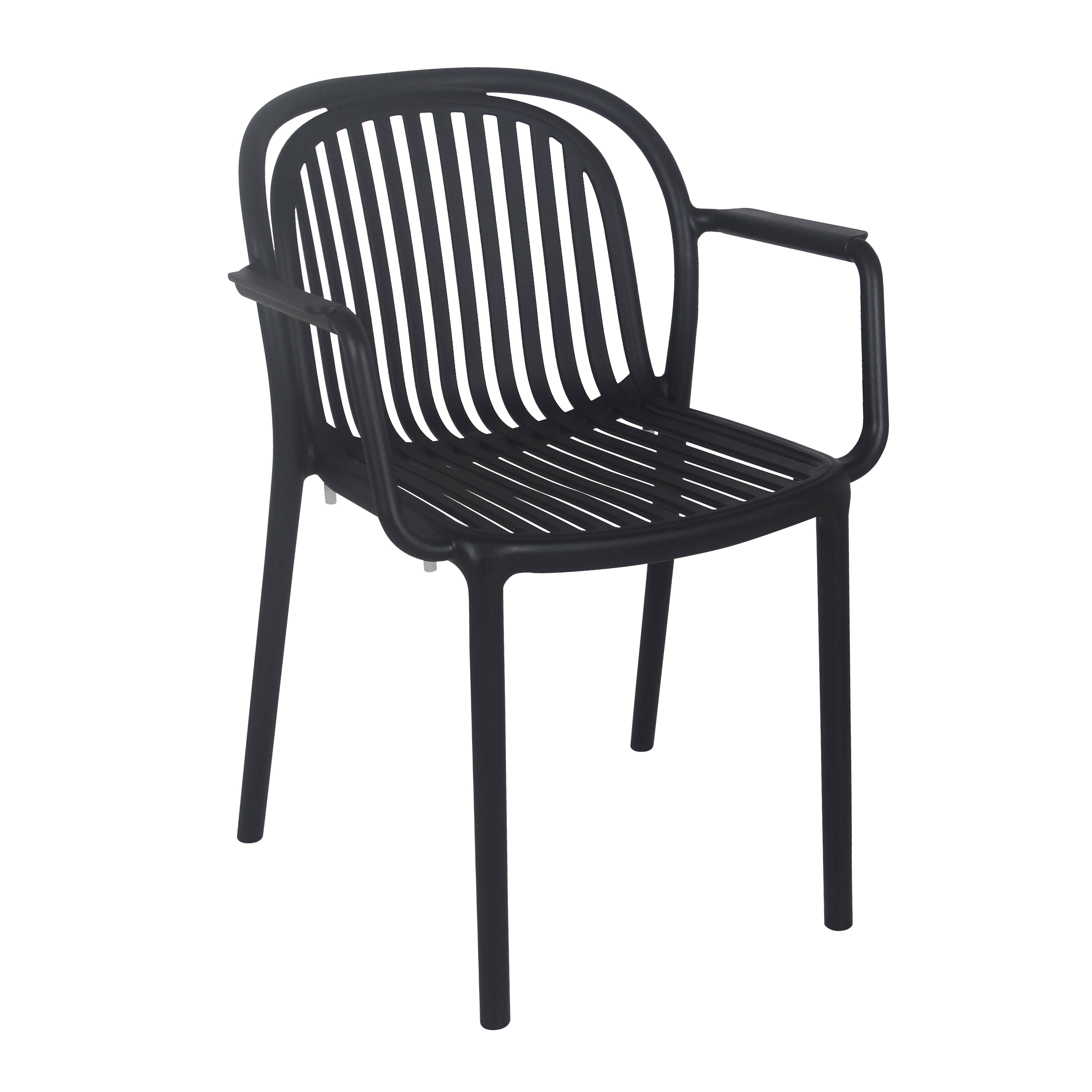 Lot de 4 fauteuils en plastique noir - 2
