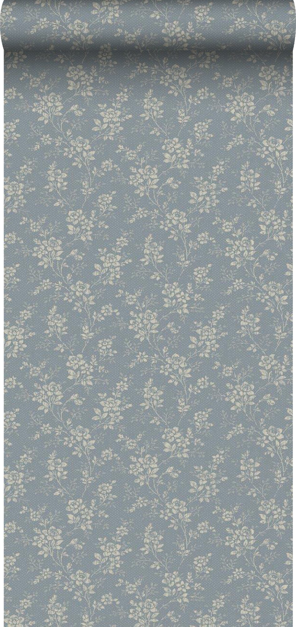 Tapeta zabytkowe kwiaty szaro-niebieskim - 53 cm x 10.05 m - BORASTAPETER