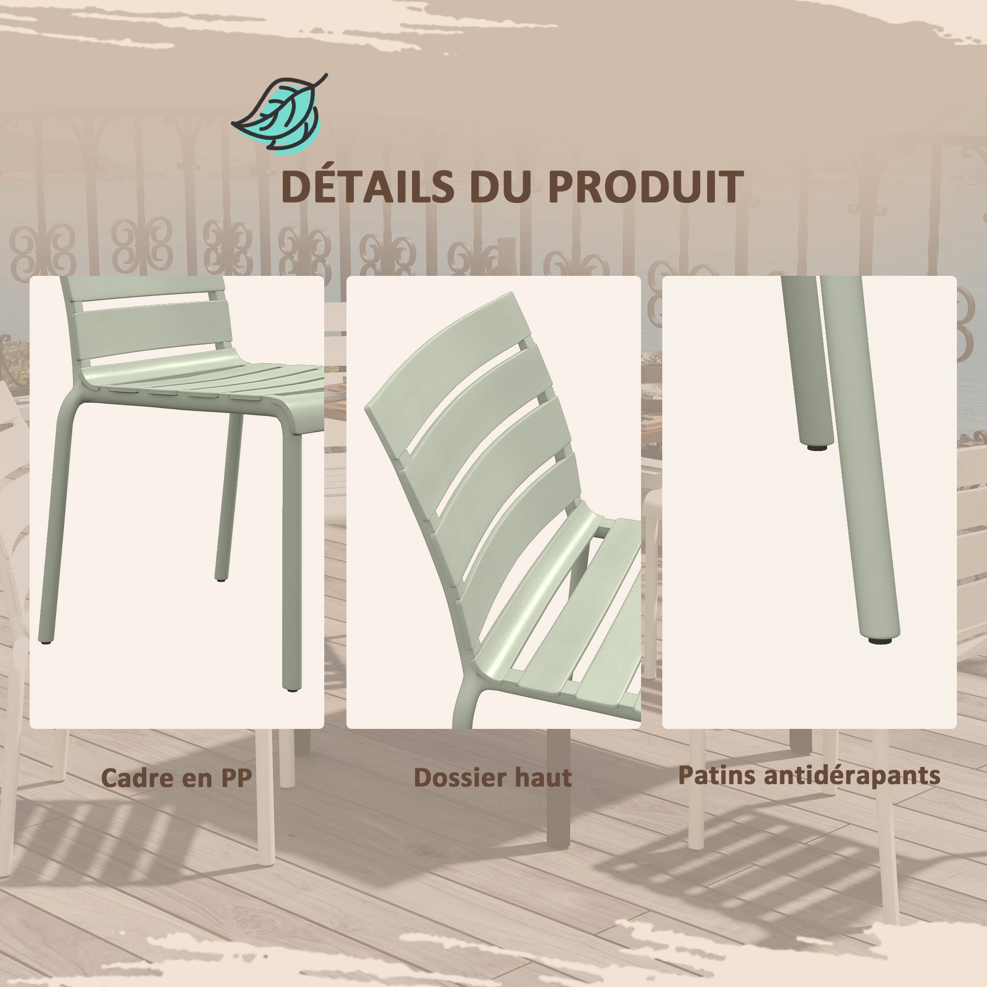 Ensemble de chaises de jardin PP Outsunny - 6