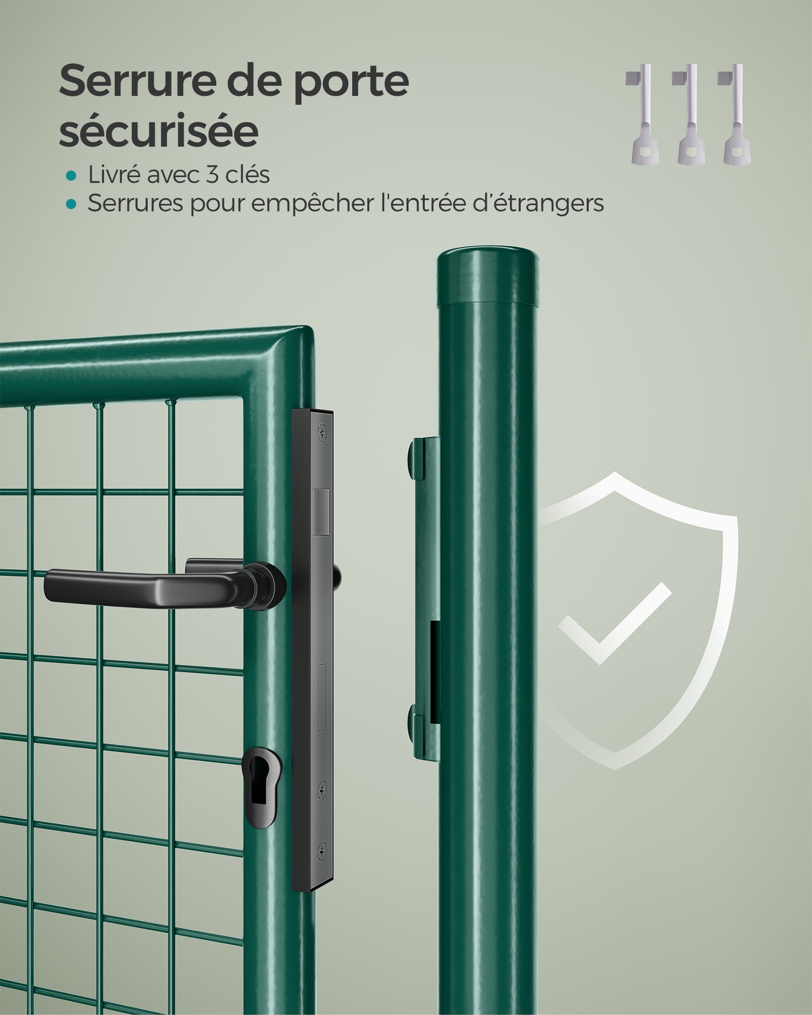Songmics portillon de jardin 170 x 106 cm avec serrure maille métallique vert - 4