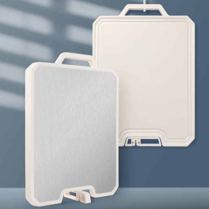 Planche à Découper Double Face Inox - 36,5x24,5 Cm - Avec Aiguiseur Intégré Pour Cuisine