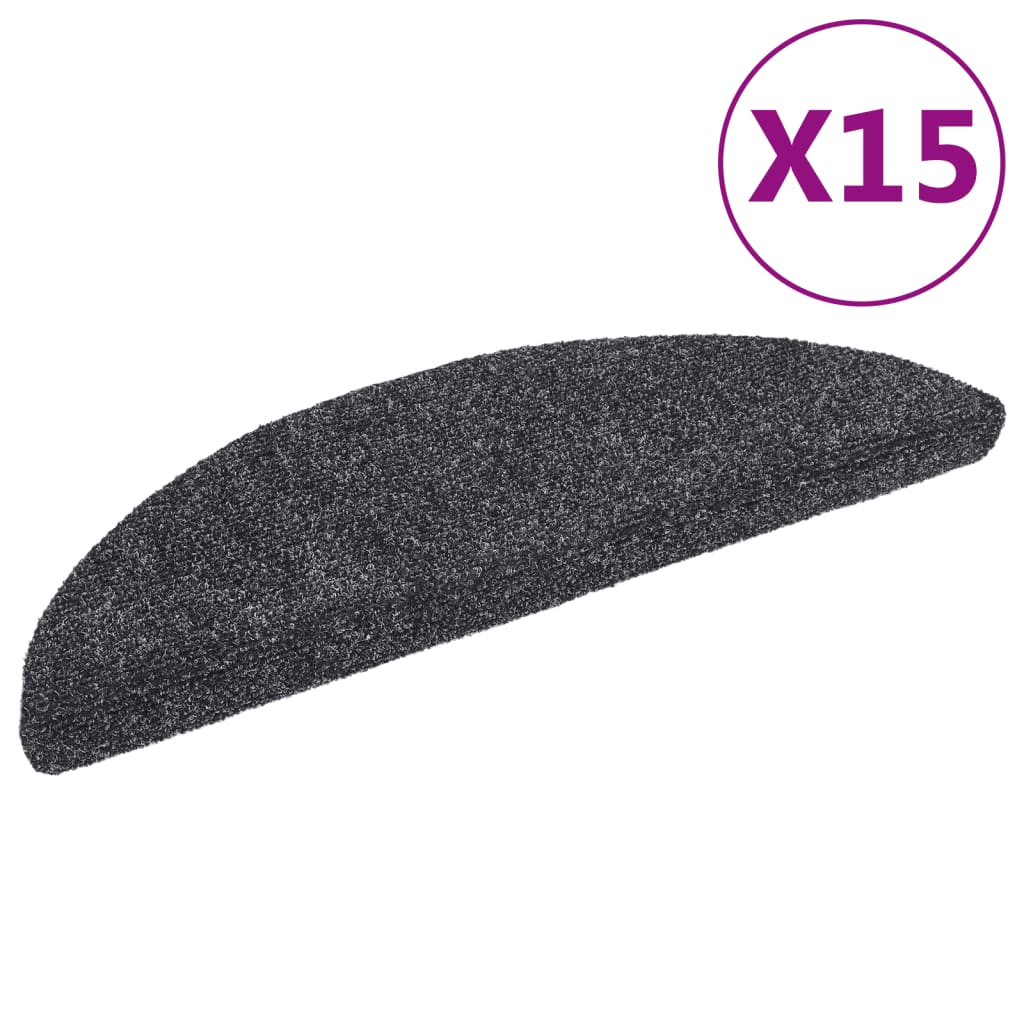 Tapis d'escalier auto-adhésif 15 pcs 56x17x3 cm Gris foncé - 2