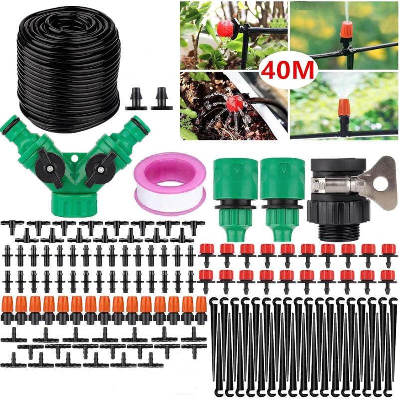Zestaw do nawadniania kropelkowego 143 szt. – 40m System nawadniania ogrodu DIY – warzywniak, trawnik, taras