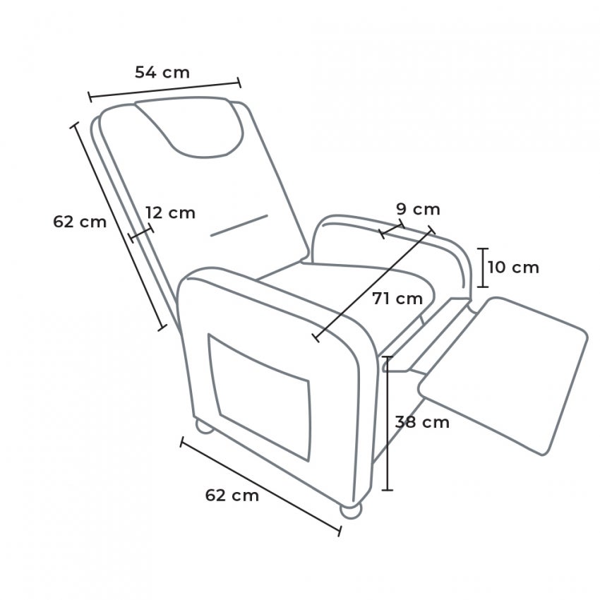 Poltrona Relax Reclinabile 4 ruote con Poggiapiedi in Tessuto Beautiful - Grigio Scuro - 8