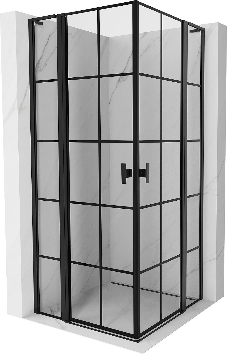 Mexen Mist L Duo kabina prysznicowa uchylna 115 x 115 cm, czarna kratka, czarna - 8A4L-115L-115P-70-77